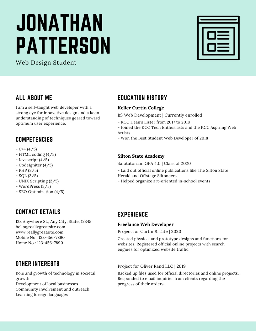 resume for college student with limited work experience